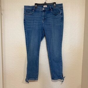 LOFT Modern Skinny Crop Tie-Bottom Jeans Size 14